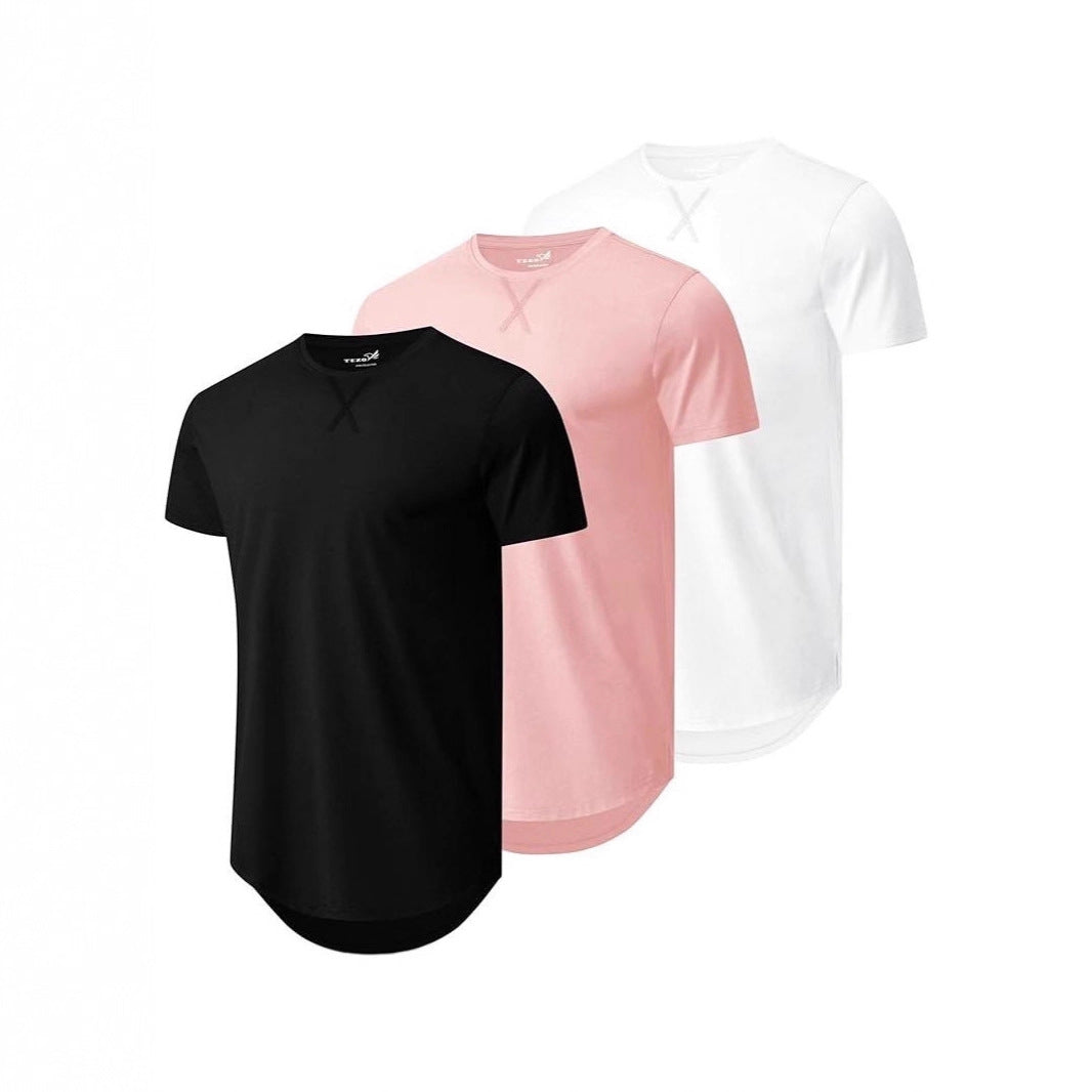 Top Faux Cotton Long Sleeve Crew Neck Short Sleeve Summer T-shirt