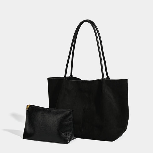 Set de bandolera y bolso de mano retro de gran capacidad en ante