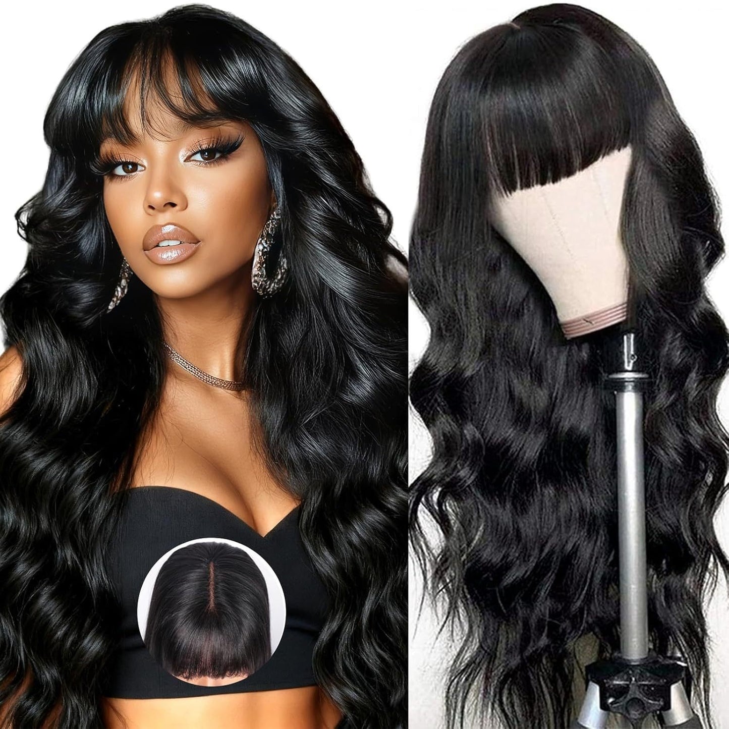 BODY WAVE Pelucas enteras hechas a máquina sin encaje