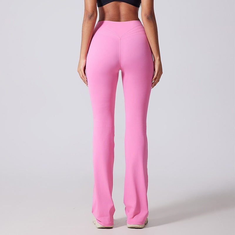 Pantalones acampanados de mujer de talle alto y corte ajustado con pierna ancha