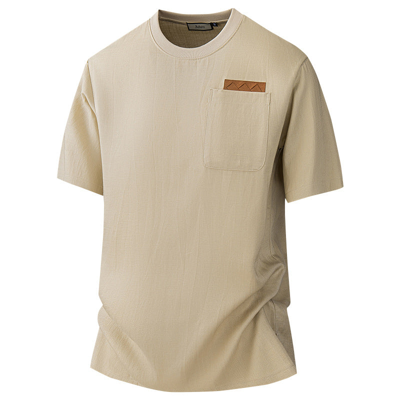 Lightweight Ice Silk Linen Men's Short-Sleeve T-Shirt
