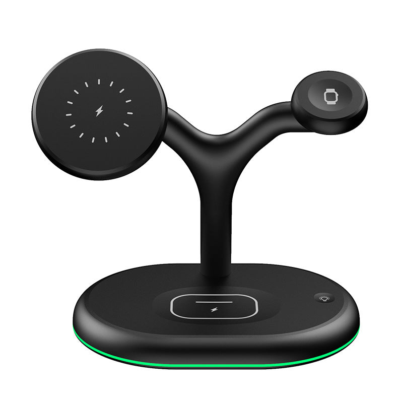 Cargador inalámbrico magnético tres en uno de 15 W de carga rápida, soporte vertical de escritorio para carga inalámbrica de teléfonos