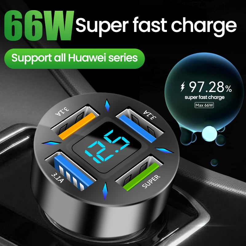 Enchufe de transferencia universal rápida Cargador de coche multifunción USB de 4 puertos