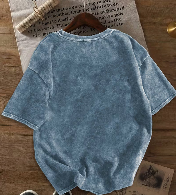 Batik de algodón puro, lavado y envejecido, con estampado de copos de nieve, mangas cortas