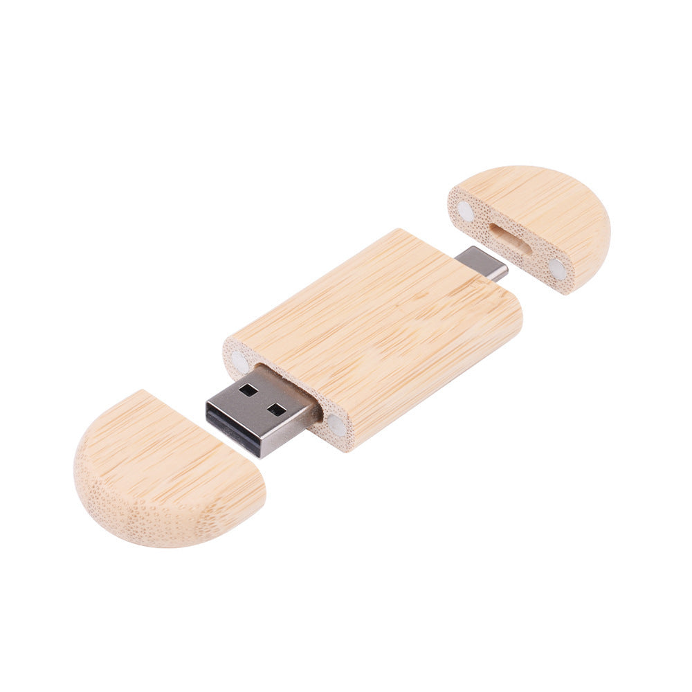 Maple Box Carved Wooden 2 In 1 Mobile Phone U-disk TYPE-C