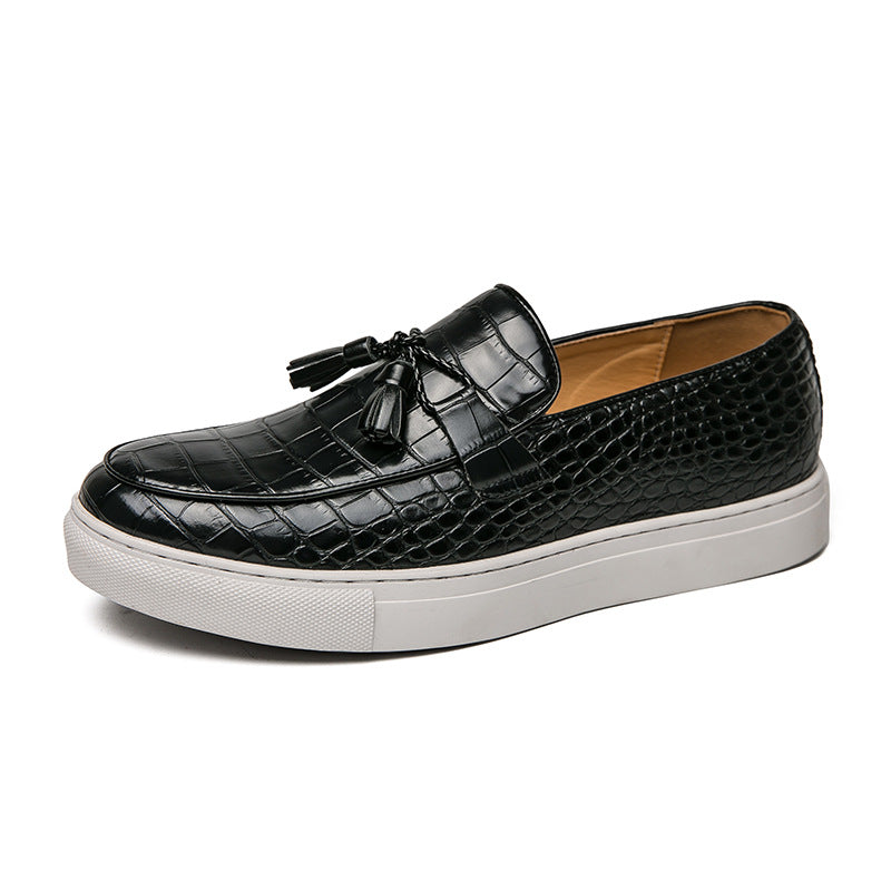 Zapatillas con borlas de moda de tallas grandes para hombre, estilo británico informal para jóvenes
