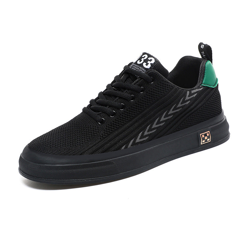 Zapatillas voladoras tejidas de malla resistente al desgaste, deportivas informales, con plantilla invisible de aumento de altura para hombre