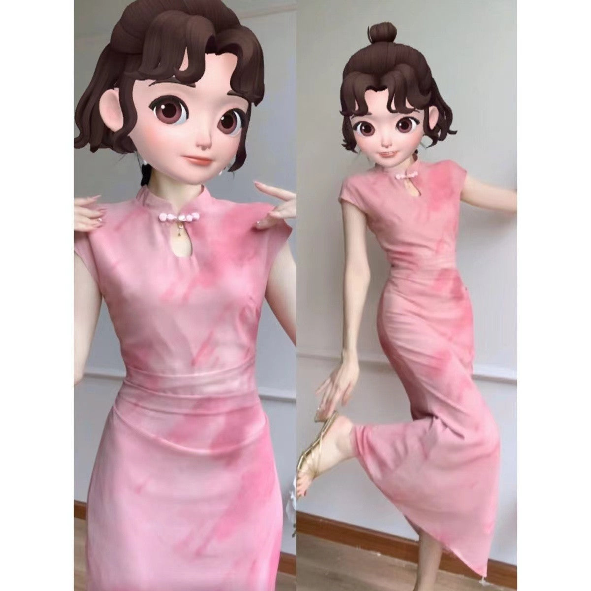 Cheongsam With Mother-of-pearl Buttons Dress