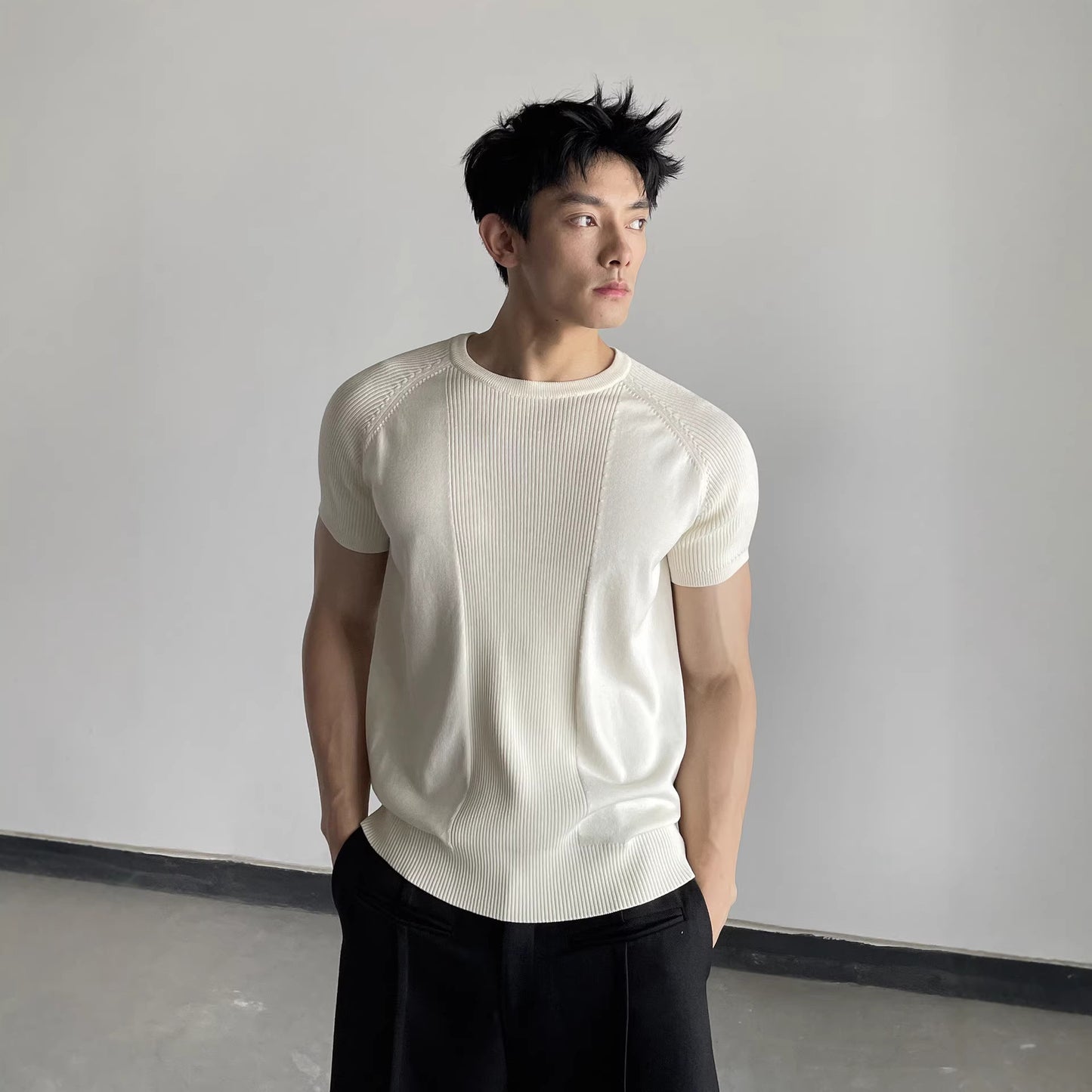 American-style Ribbed-texture Fitness Top
