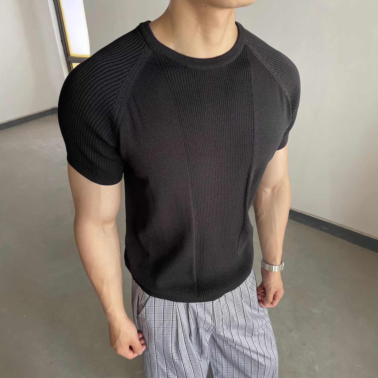 American-style Ribbed-texture Fitness Top