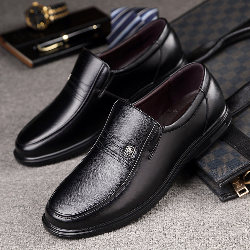 Zapatos Casuales de Cuero Genuino para Hombre, Suela Plana, Punta Redonda, Suela Suave Antideslizante, para Hombres de Mediana Edad