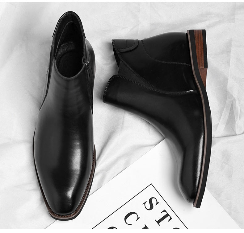 Botines formales de cuero para hombre de caña alta de estilo retro