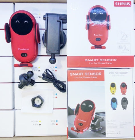 Soporte de teléfono para coche con cargador inalámbrico e inducción infrarroja