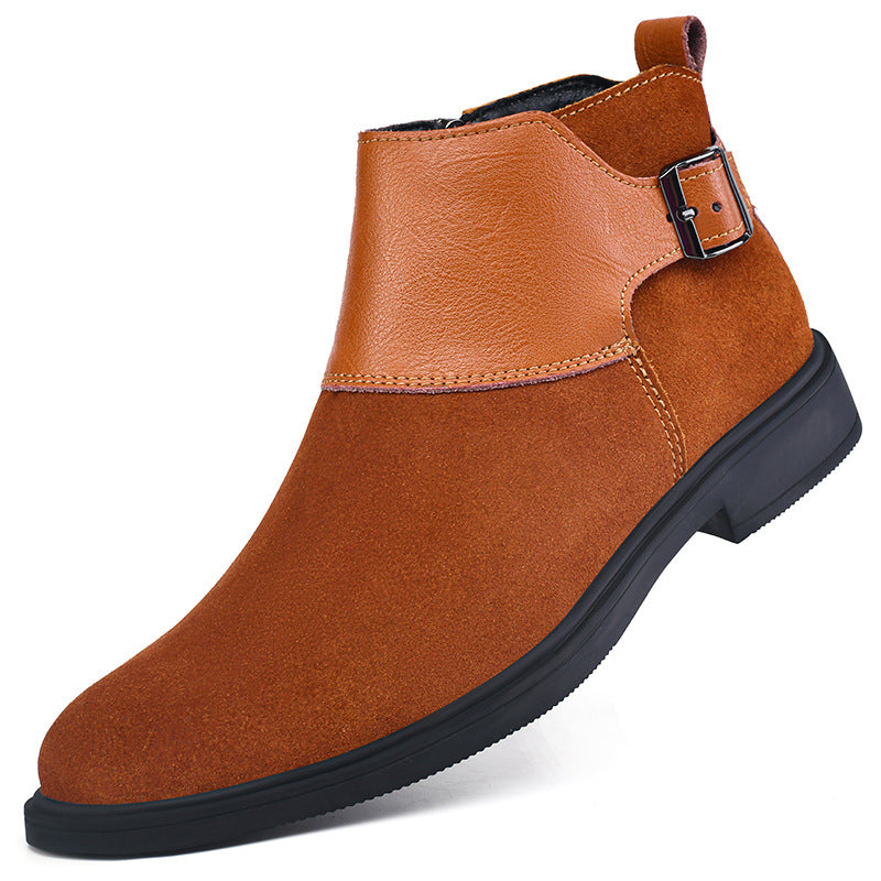 Botines de cuero estilo británico con cremallera y caña alta