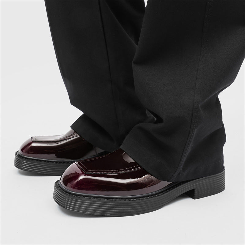 Zapatos de cuero de estilo británico con suela gruesa estilo Hong Kong, zapatos de una sola capa para primavera y otoño