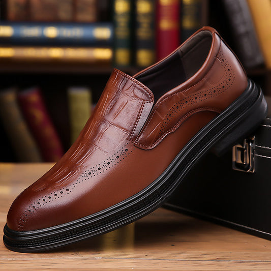 Zapatos de cuero puntiagudos estilo británico informales para hombre