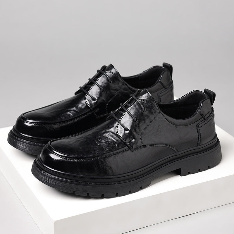 Zapatos de cuero con plataforma y suela gruesa para el tiempo libre