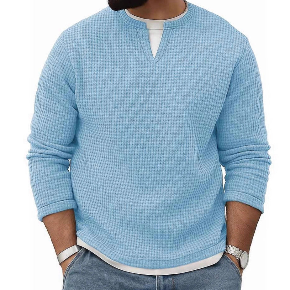 Conjunto de dos piezas de manga larga con cuello redondo para hombre, otoño-invierno