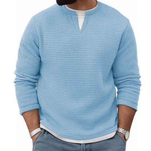 Conjunto de dos piezas de manga larga con cuello redondo para hombre, otoño-invierno
