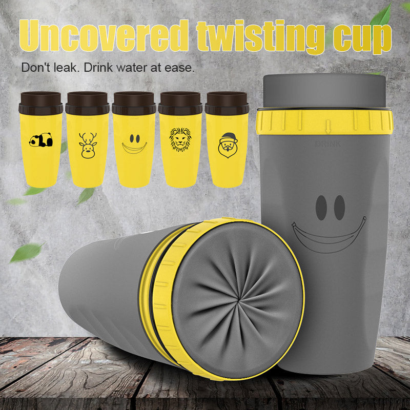 Taza de viaje sin tapa Twist Cup, taza portátil, vaso de doble aislamiento, botella de agua con pajita para niños y adultos