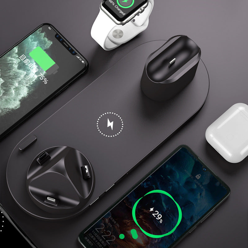Cargador inalámbrico para iPhone, cargador rápido para teléfono, base de carga rápida para teléfono y reloj, estación de carga 6 en 1