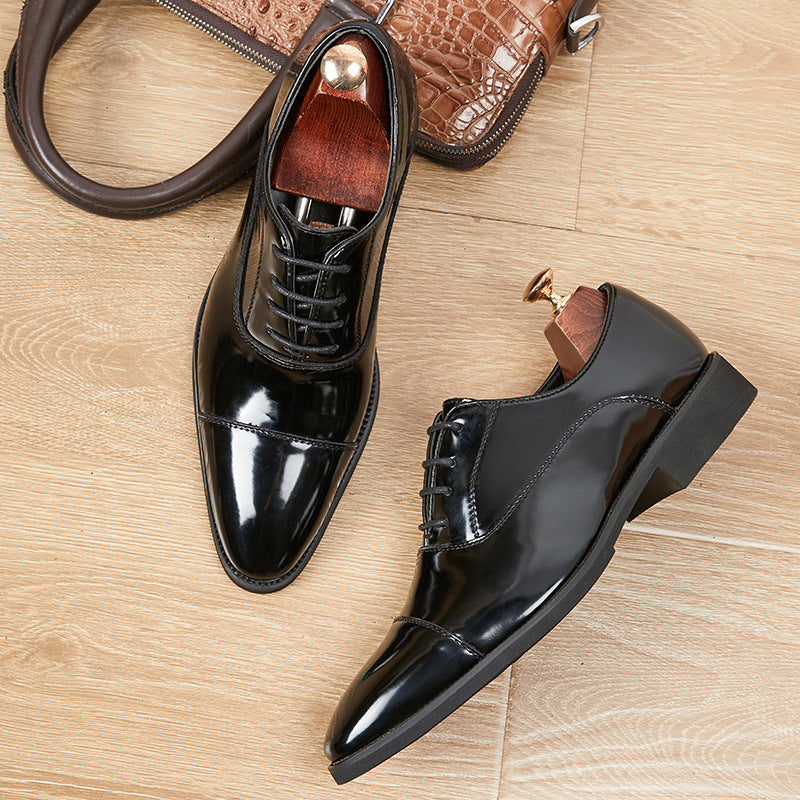 Zapatos Oxford de charol de tres piezas con punta y suela blanda para hombre de negocios