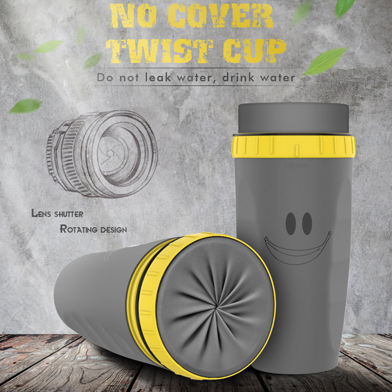 Taza de viaje sin tapa Twist Cup, taza portátil, vaso de doble aislamiento, botella de agua con pajita para niños y adultos
