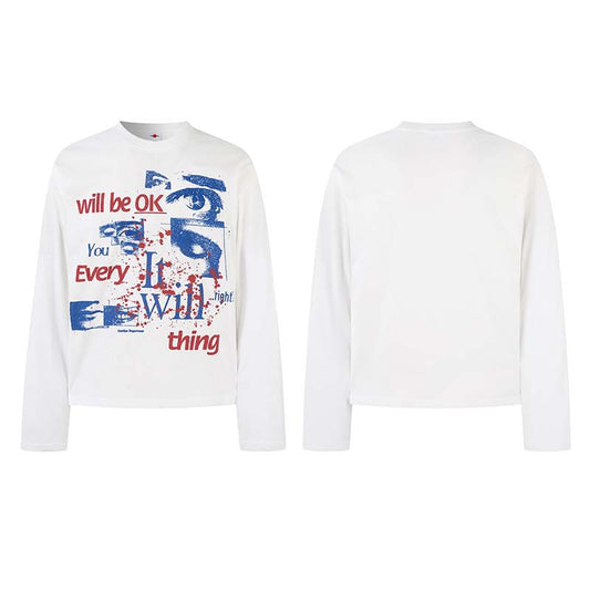 New Autumn American-Style Top With Eyeball And Letter Print