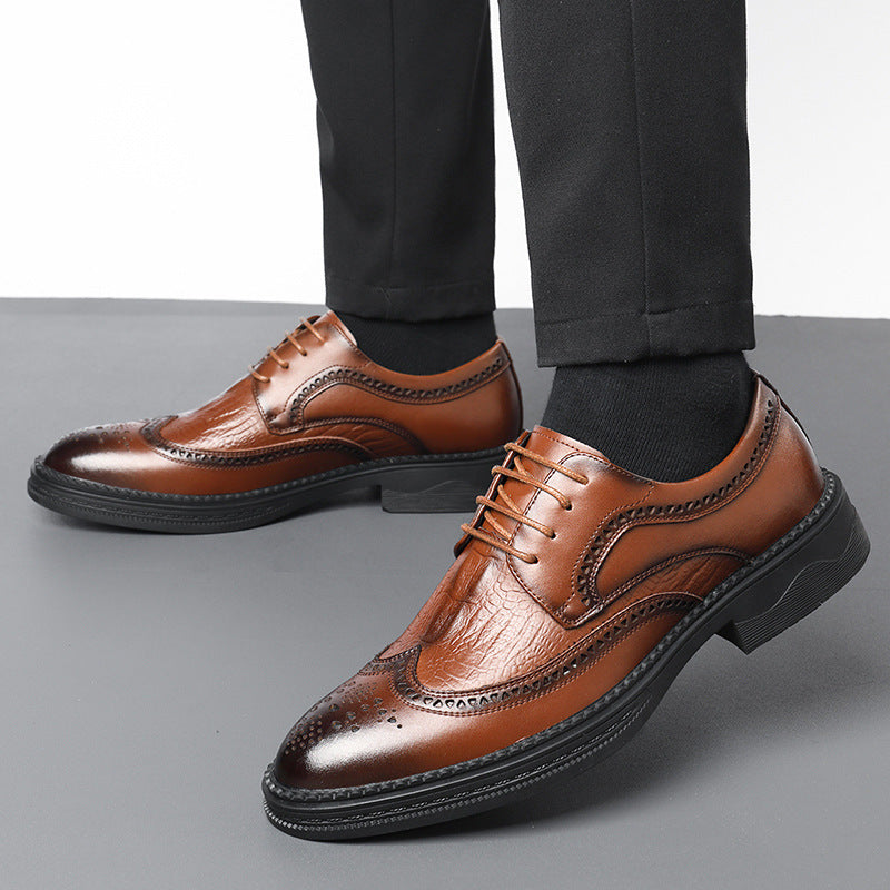 Zapatos de cuero huecos de hombre para negocios, formales, casuales