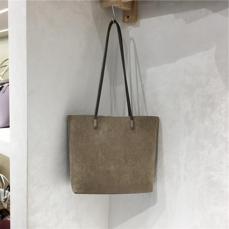 Bolso tote de hombro sencillo de tela de imitación de gamuza retro