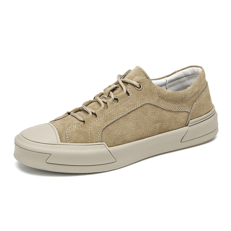 Nuevos zapatos de tabla de cuero esmerilado retro de caña baja para hombre a la moda