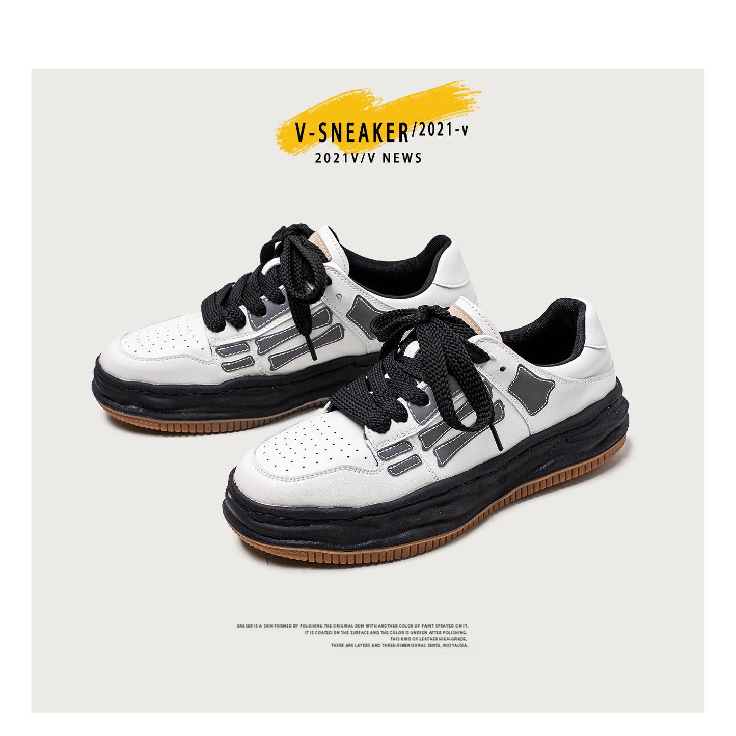 Zapatillas Retro con Plataforma y Hueso Reflectante para Hombre