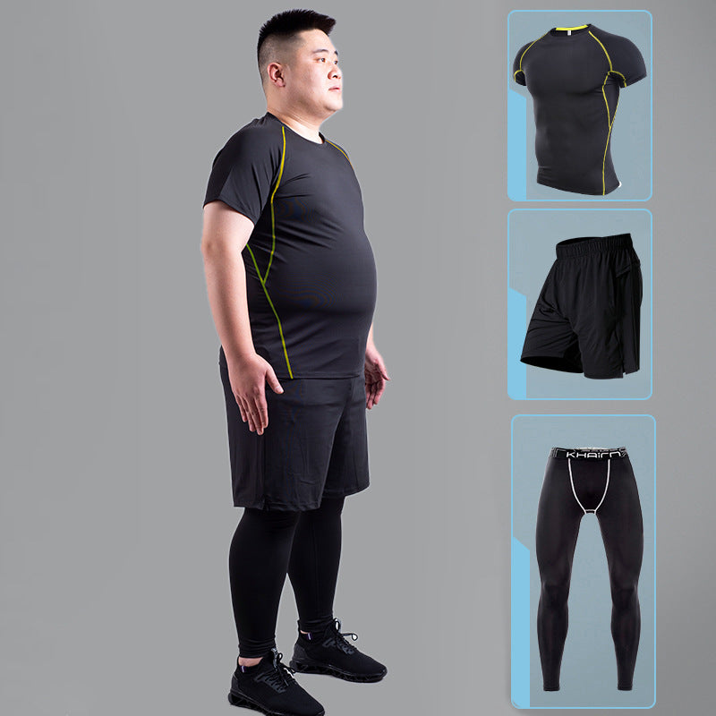 Hombre gordo, alta elasticidad, secado rápido, talla grande, traje de fitness