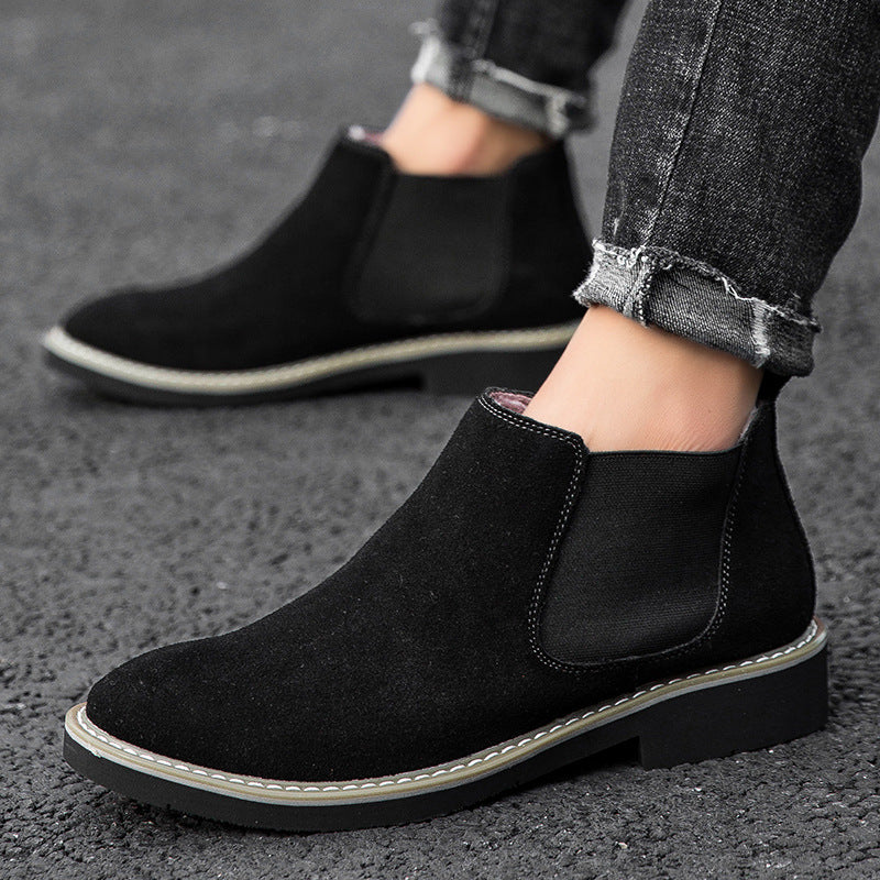 Botas Martin de cuero de caña alta para hombre, zapatos casuales de cuero