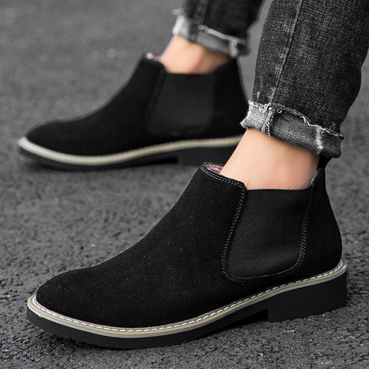 Botas Martin de cuero de caña alta para hombre, zapatos casuales de cuero