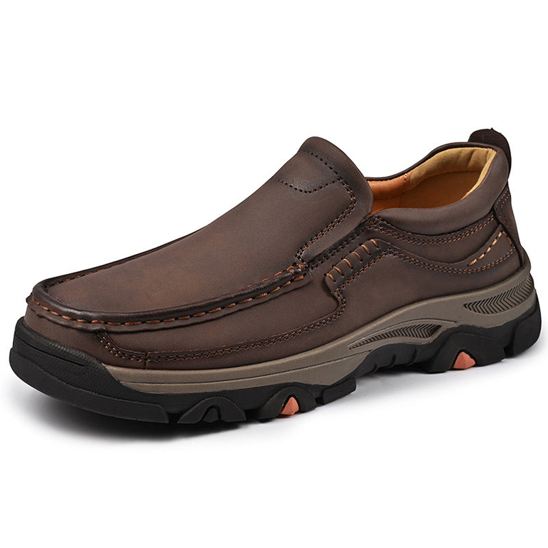 Zapatos de cuero casuales sin cordones ligeros de talla grande para hombre
