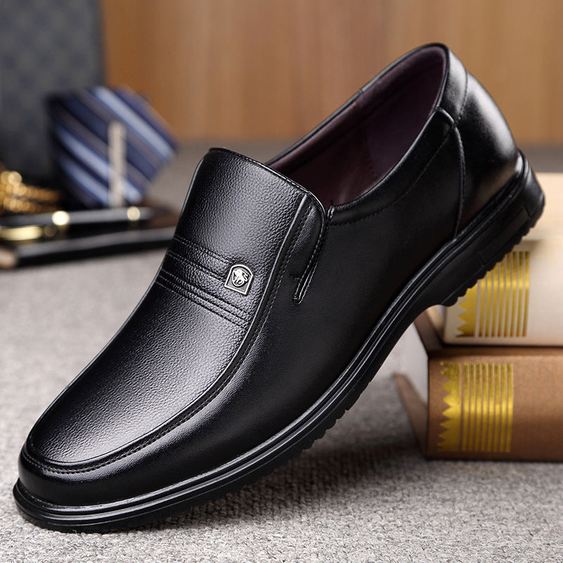 Zapatos Casuales de Cuero Genuino para Hombre, Suela Plana, Punta Redonda, Suela Suave Antideslizante, para Hombres de Mediana Edad
