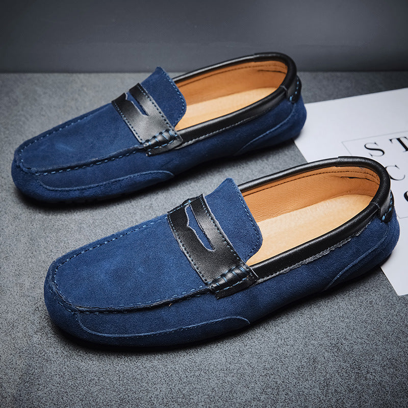 Nuevos Mocasines sin Cordones para Hombre de Cuero Versátiles con Ribete Color Block