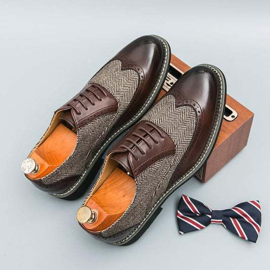 Zapatos de cuero Brogue de moda para hombre, estilo coreano, informales, formales