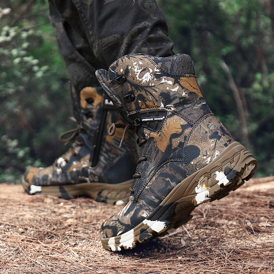 Botas de combate altas impermeables con estampado de camuflaje