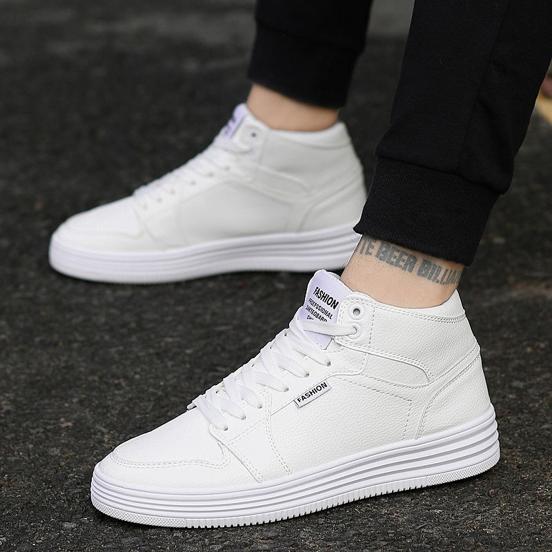 Zapatos Planos Blancos de Hombre con Correa Alta de Punta Redonda