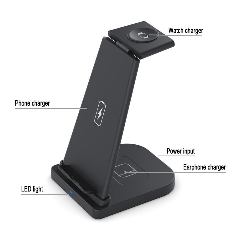 Cargador inalámbrico plegable 3 en 1 versátil para teléfono móvil