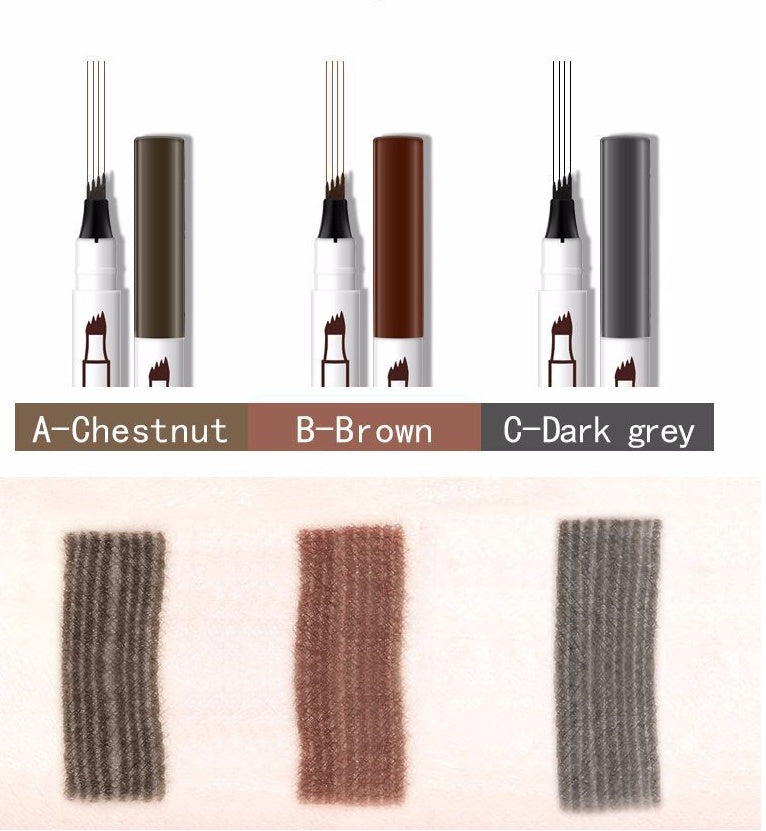 Lápiz de cejas natural a prueba de agua, tinta para cejas de cuatro puntas, lápiz de tatuaje de cejas con punta de horquilla