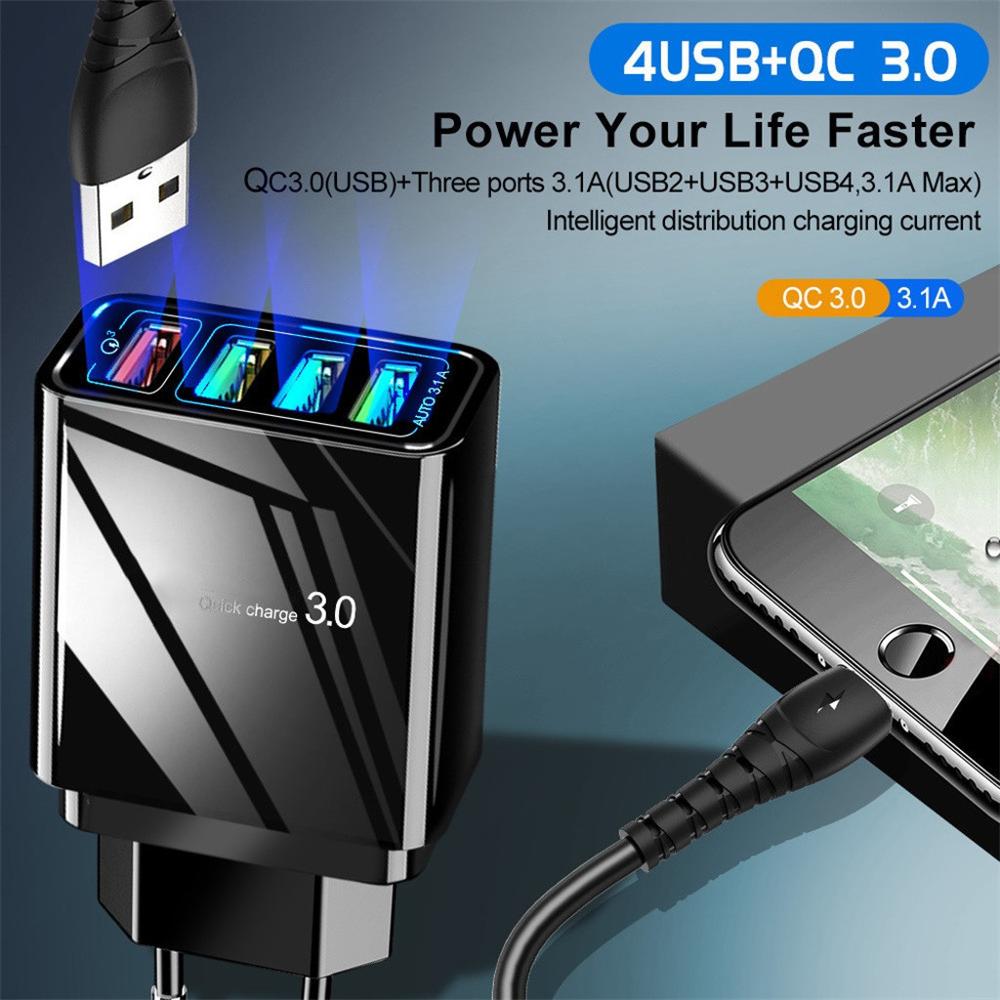 Cabezal de carga iluminado 4USB para teléfono móvil 3A
