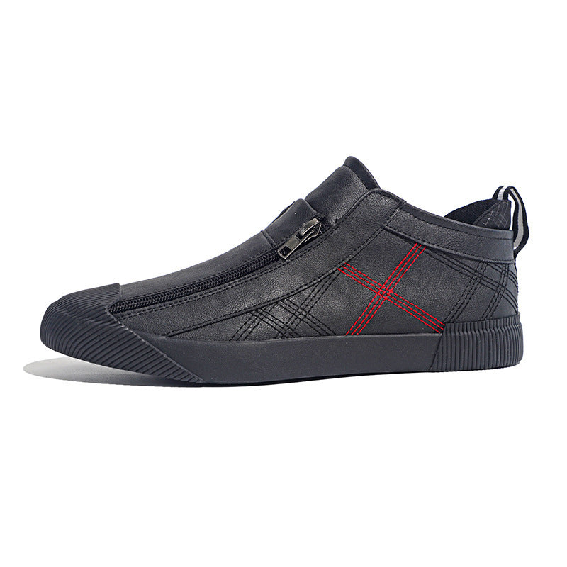 Zapatos de cuero transpirables, informales, a la moda, zapatillas bajas