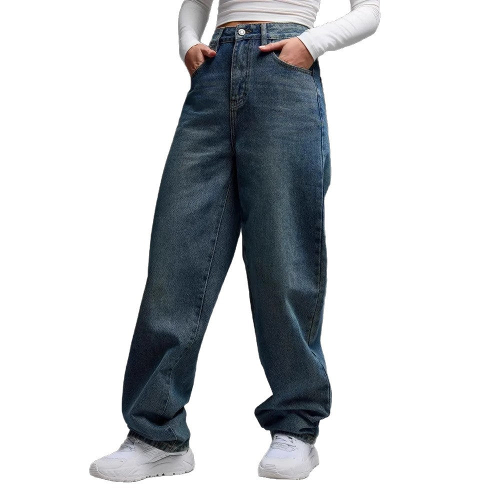 Womens Loose Wide-leg Denim Jeans