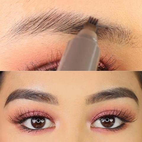 Lápiz de cejas natural a prueba de agua, tinta para cejas de cuatro puntas, lápiz de tatuaje de cejas con punta de horquilla