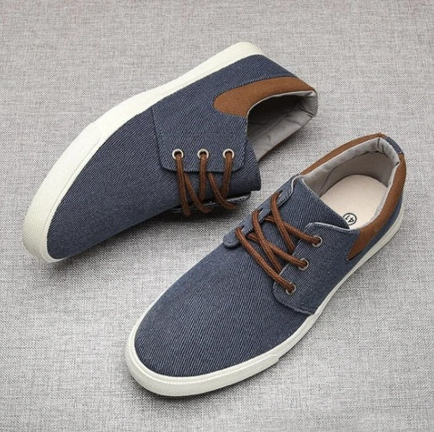 Zapatillas Lona con Cordones para Hombre Suela Blanda Casuales