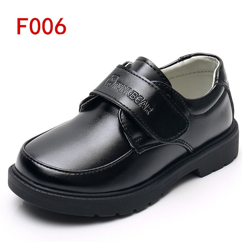 Black Leather Shoes With Shiny Mirror And Round Toe