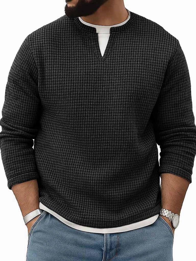 Conjunto de dos piezas de manga larga con cuello redondo para hombre, otoño-invierno